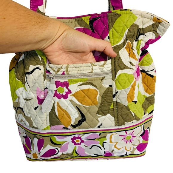 Vera Bradley Shoulder Bag Laura Style Portobello Road Pattern Purse Green Purple - Picture 4 of 7